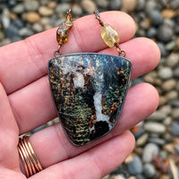 Hypersthene Necklace with Green Garnets